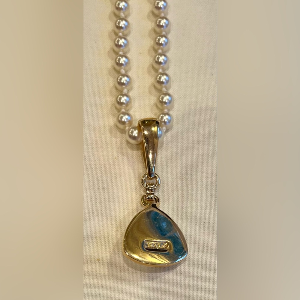 Vintage, Signed S.A.L. Swarovski Pearl & Crystal Pendant Necklace, NWT - Picture 10 of 16